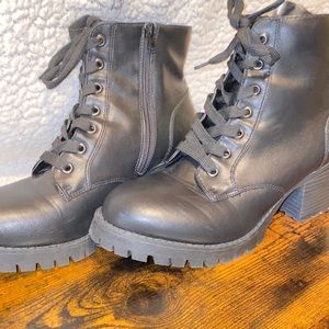 Bamboo Brand Black Wedge Combat Boots